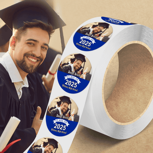 GeckoCustom Custom Photo And School Name Class Of 2025 Graduation Roll Sticker TA29 890288