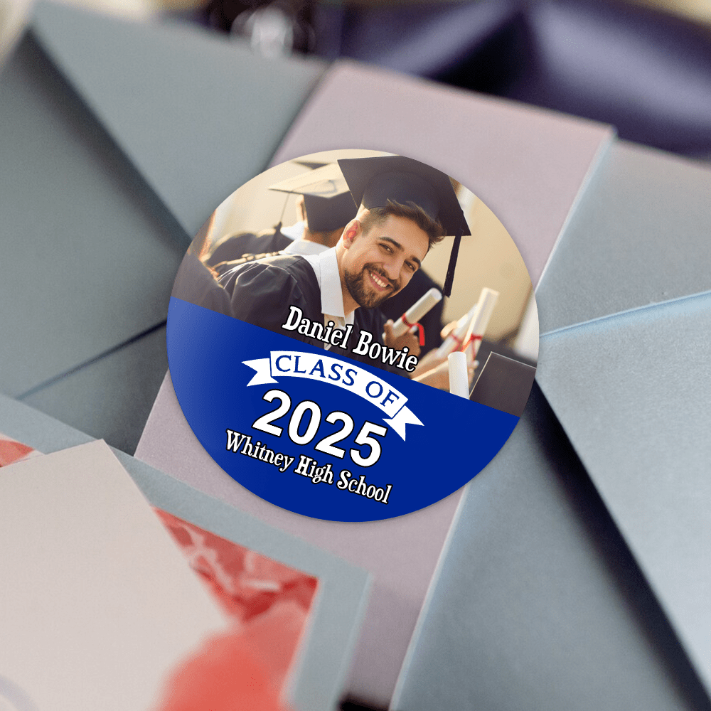 Graduation 2025 Sticker Design Custom Photo And School Name Class Of 2025 Graduation Roll Sticker TA2 ...