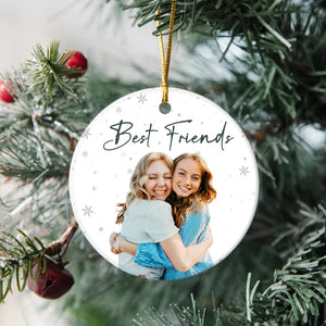 GeckoCustom Custom Photo and Text Christmas Ceramic Ornament for Bestie, Friends HO82 891751 3 inch