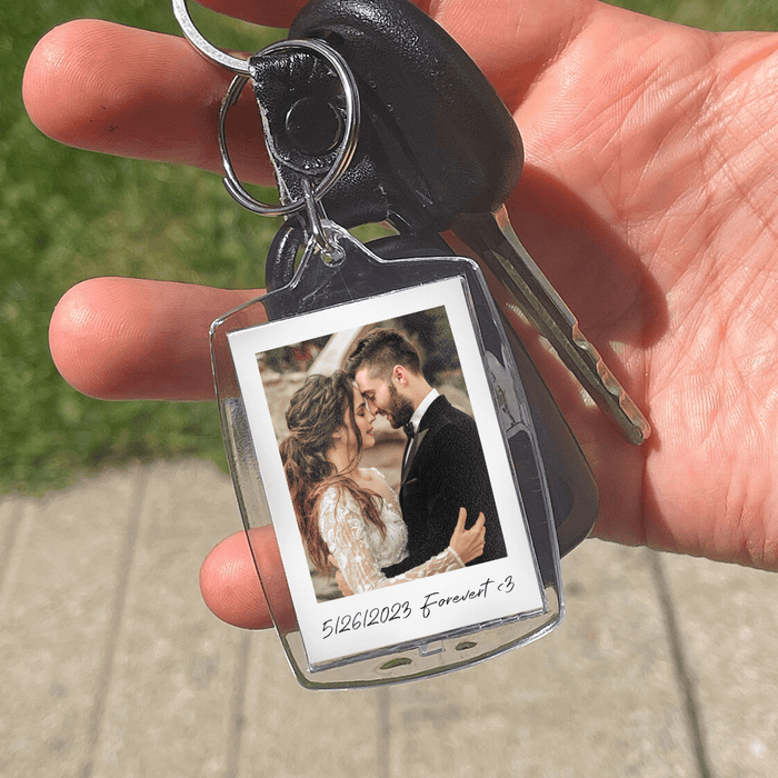 GeckoCustom Custom Photo Anniversary For Girlfriend Boyfriend Acrylic Keychain TA29 889992 60mmW x 40mmH
