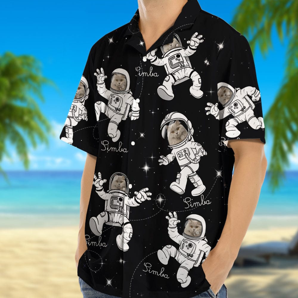 GeckoCustom Custom Photo Astronaut For Cat Lover Hawaiian Shirt N304 889257