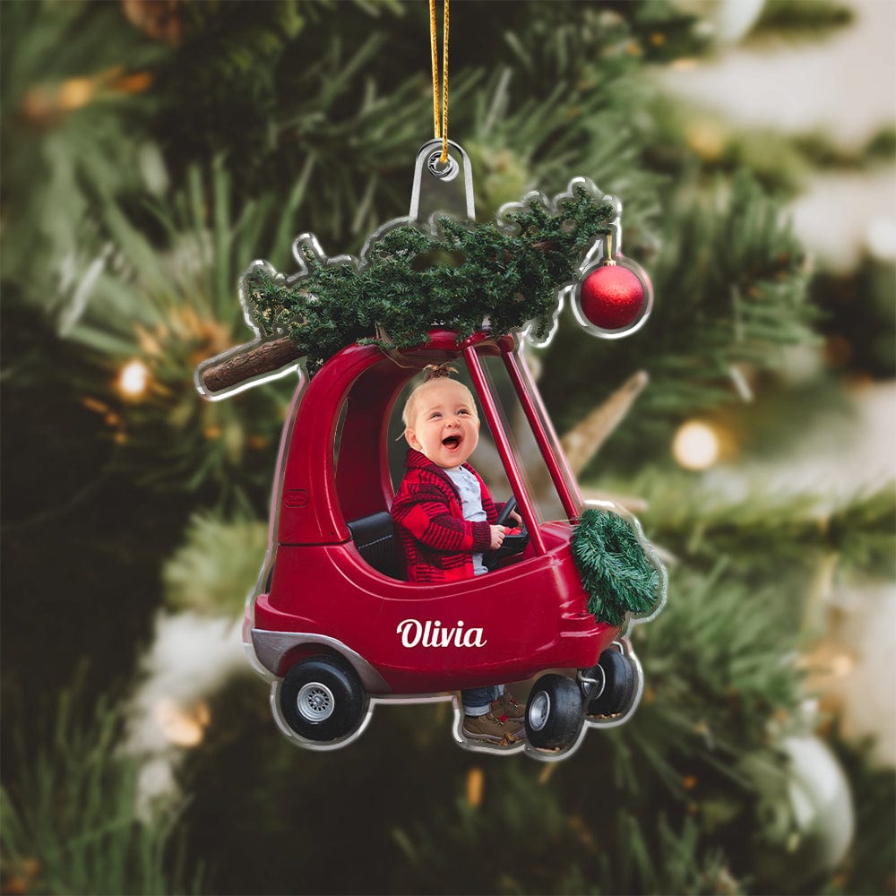 GeckoCustom Custom Photo Baby Driving Car With Christmas Pine Tree Acrylic Ornament HO82 891106