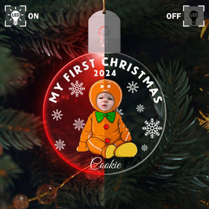 GeckoCustom Custom Photo Baby's First Christmas Costumes Circle Led Acrylic Ornament HO82 893236 3 inches