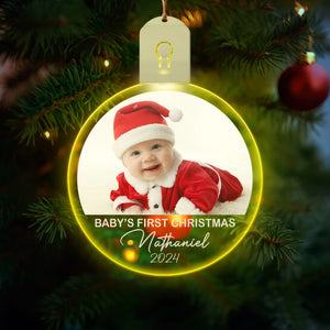 GeckoCustom Custom Photo Baby's First Christmas Led Acrylic Ornament HA75 891847 3 inches