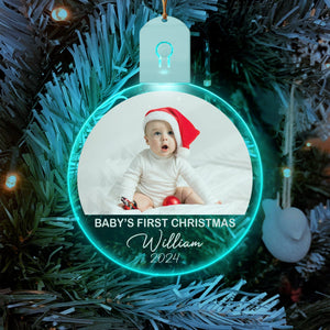 GeckoCustom Custom Photo Baby's First Christmas Led Acrylic Ornament HA75 891847 3 inches