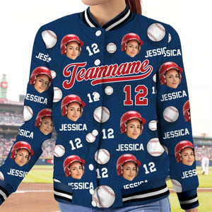 GeckoCustom Custom Photo Baseball Pattern Sport Varsity Jacket HO82 893152