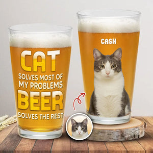 GeckoCustom Custom Photo Best Cat Dad Ever Cat Father Print Beer Glass HO82 890618 16oz