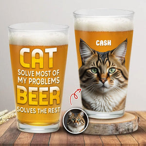 GeckoCustom Custom Photo Best Cat Dad Ever Cat Father Print Beer Glass HO82 890618 16oz