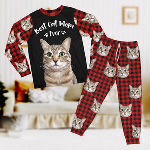 GeckoCustom Custom Photo Best Cat Mom, Cat Dad Ever Christmas Sleepwear HA75 891560