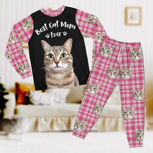 GeckoCustom Custom Photo Best Cat Mom, Cat Dad Ever Christmas Sleepwear HA75 891560