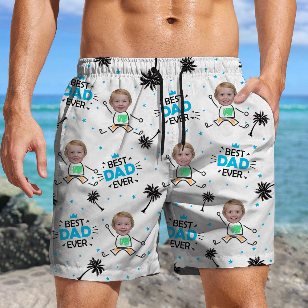 GeckoCustom Custom Photo Best Dad Ever Coconut Palm Beach Short TH10 891449 S