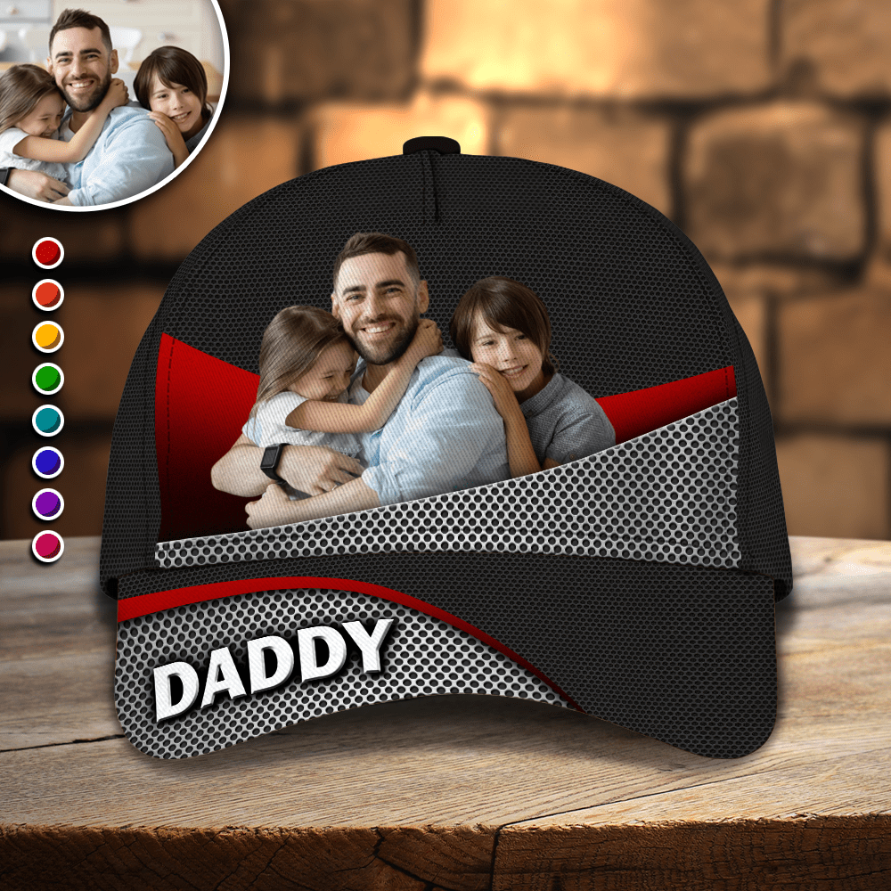 GeckoCustom Custom Photo Best Dad Ever Father's Day Classic Cap DM01 891037 Polyester