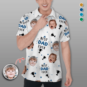 GeckoCustom Custom Photo Best Dad Ever Polo Shirt HA75 890612