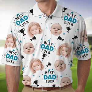 GeckoCustom Custom Photo Best Dad Ever With The Trophies Polo Shirt TH10 891035