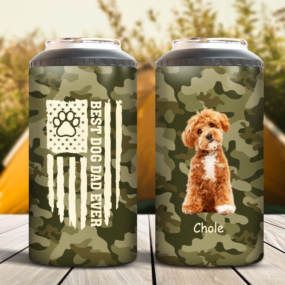 GeckoCustom Custom Photo Best Dog Dad Ever Nation Flag Cooler Tumbler HA75 891090 16oz