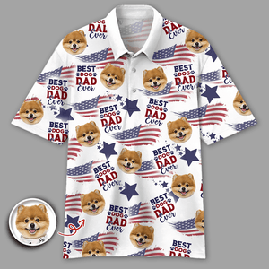 GeckoCustom Custom Photo Best Dog Dad, Mom Ever USA Flag Dog, Cat Polo Shirt HA75 890696