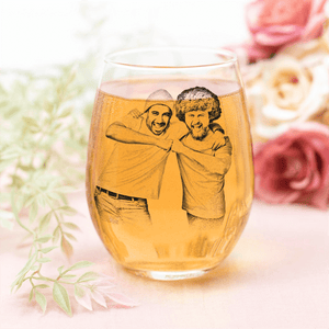 GeckoCustom Custom Photo Best Friends Bestie Sisters Stemless Wine Glass Unique Gift HO82 893416 14.5 oz