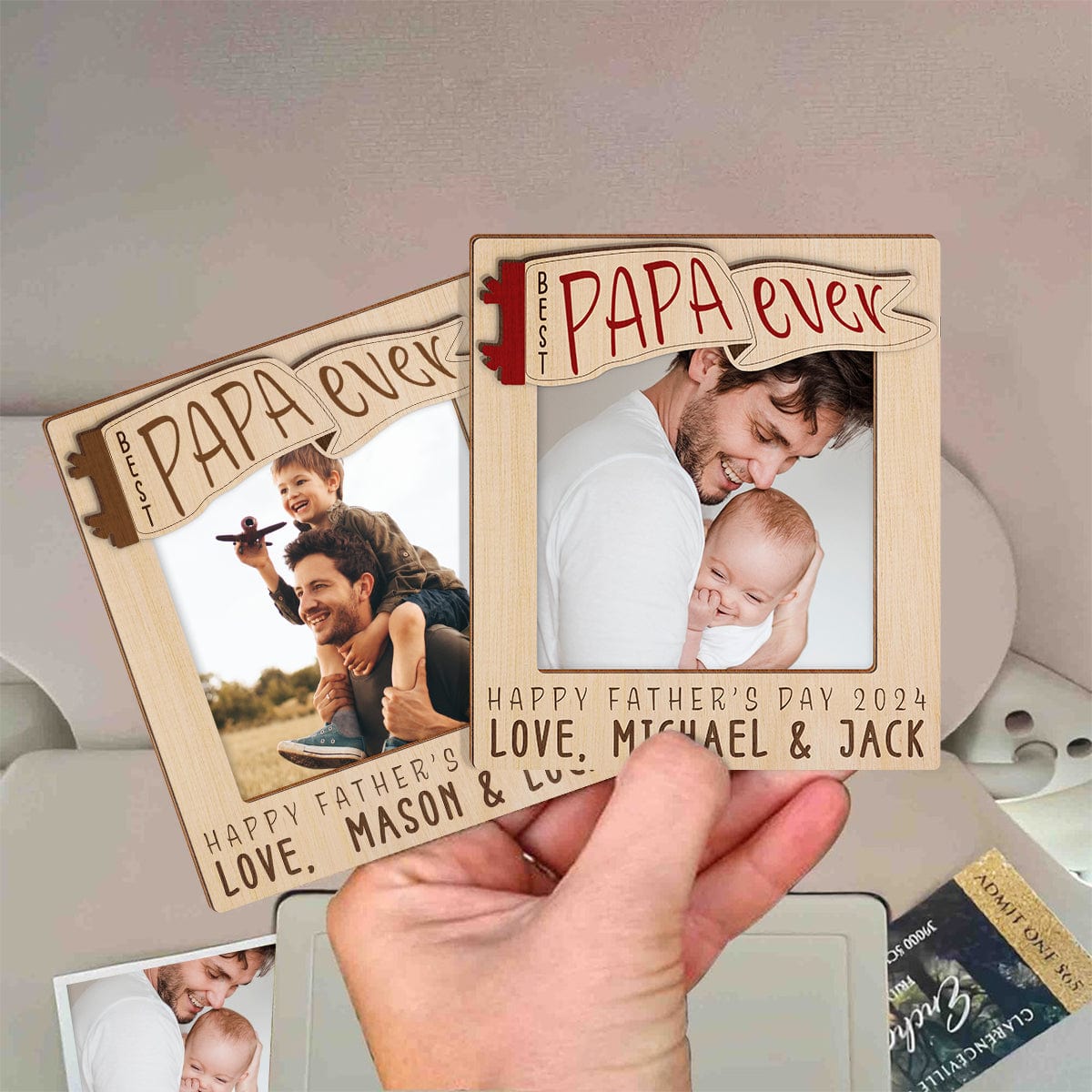 GeckoCustom Custom Photo Best Papa Ever Father's Day Car Visor Clip TH10 890698