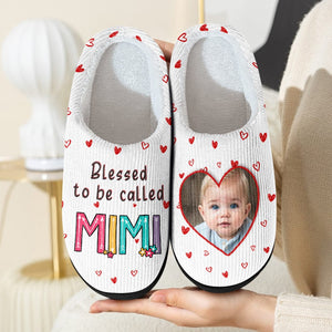 GeckoCustom Custom Photo Blessed To Be Called Mommy, Grandma Slippers HA75 891414