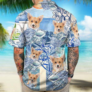 GeckoCustom Custom Photo Blue Aesthetics Dog Hawaii Shirt DM01 890837