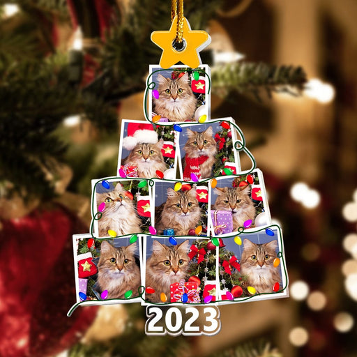 GeckoCustom Custom Photo Cat And Christmas Tree Acrylic Ornament N304 890105