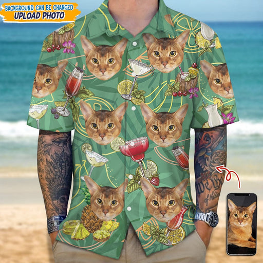 GeckoCustom Custom Photo Cat And Cocktail Hawaii Shirt N304 889371