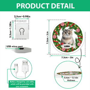 GeckoCustom Custom Photo Cat Circle Led Acrylic Ornament For Christmas HA75 891648 3in