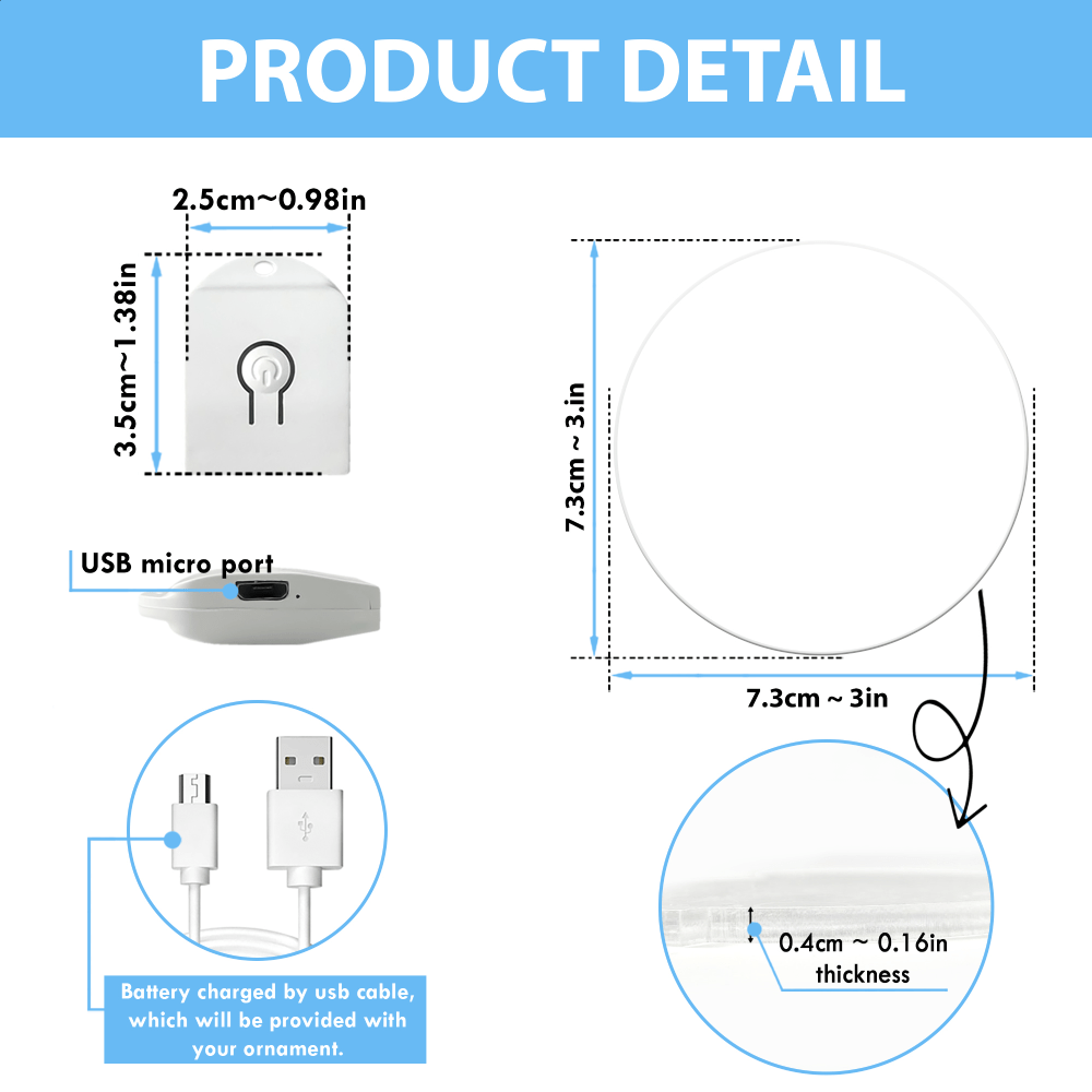 GeckoCustom Custom Photo Cat Circle Led Acryric Ornament Christmas Gift For Cat Lovers HA75 891650 3 inches