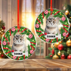 GeckoCustom Custom Photo Cat Glass Ornament For Christmas HA75 891452