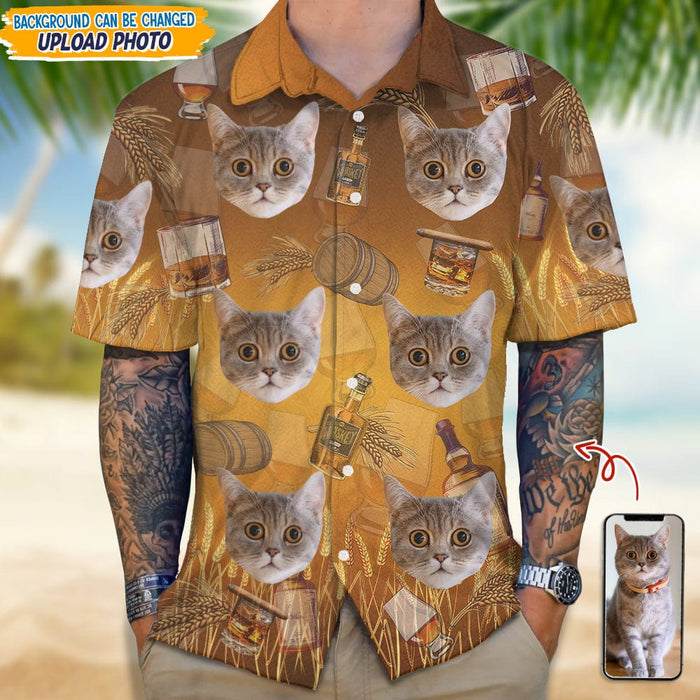 Custom Photo Cat With Whiskey Hawaii Shirt TA29 889369 — GeckoCustom