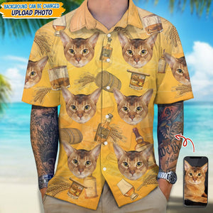 GeckoCustom Custom Photo Cat With Whiskey Hawaii Shirt N304 889369