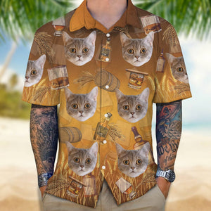 GeckoCustom Custom Photo Cat With Whiskey Hawaii Shirt TA29 889369