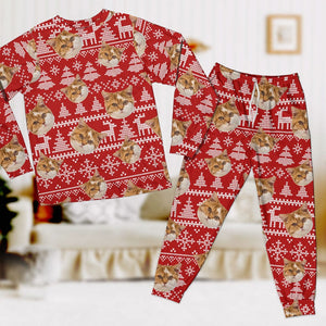 GeckoCustom Custom Photo Christmas Cat Pajamas Set TA29 889856 Combo Shirt And Pants (Favorite) / S