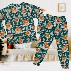 GeckoCustom Custom Photo Christmas Cat Pajamas Set TA29 889856