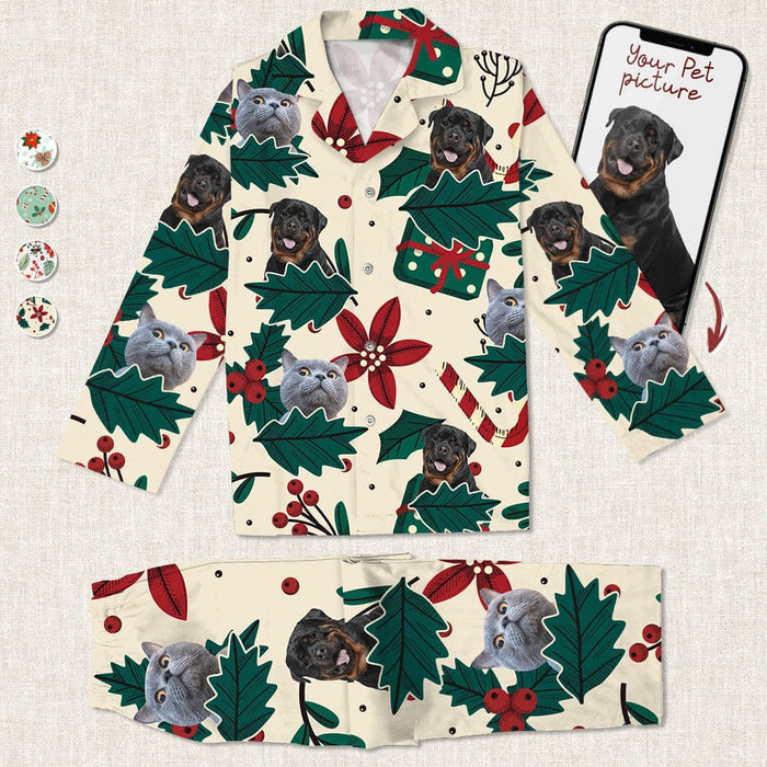 GeckoCustom Custom Photo Christmas Dog Cat Pajamas K228 888712 For Adult / Combo Shirt And Pants (Favorite) / S