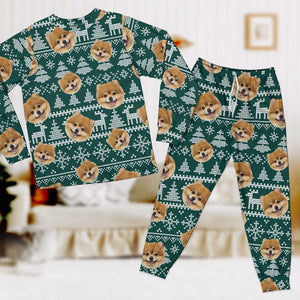 GeckoCustom Custom Photo Christmas Dog Pajamas Set TA29 889858