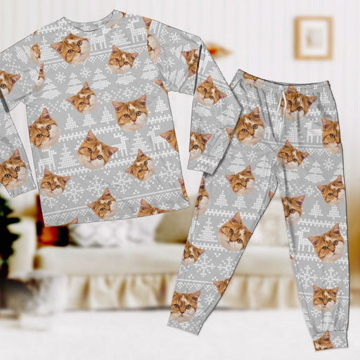 GeckoCustom Custom Photo Christmas Matching Cat Pajamas Set N304 889856