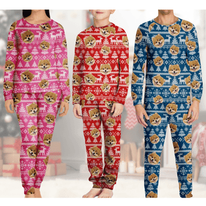 GeckoCustom Custom Photo Christmas Matching Dog Pajamas Set N304 889858