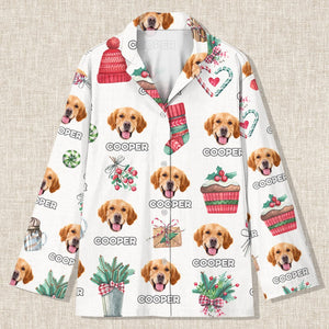 GeckoCustom Custom Photo Christmas Pattern Dog Cat Pajamas TA29 890123 For Kid / Only Shirt / 3XS