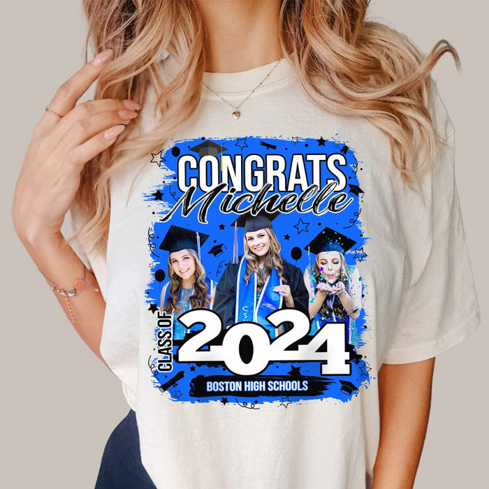 GeckoCustom Custom Photo Class Of 2024 Congrats Graduation Bright Shirt TA29 890118