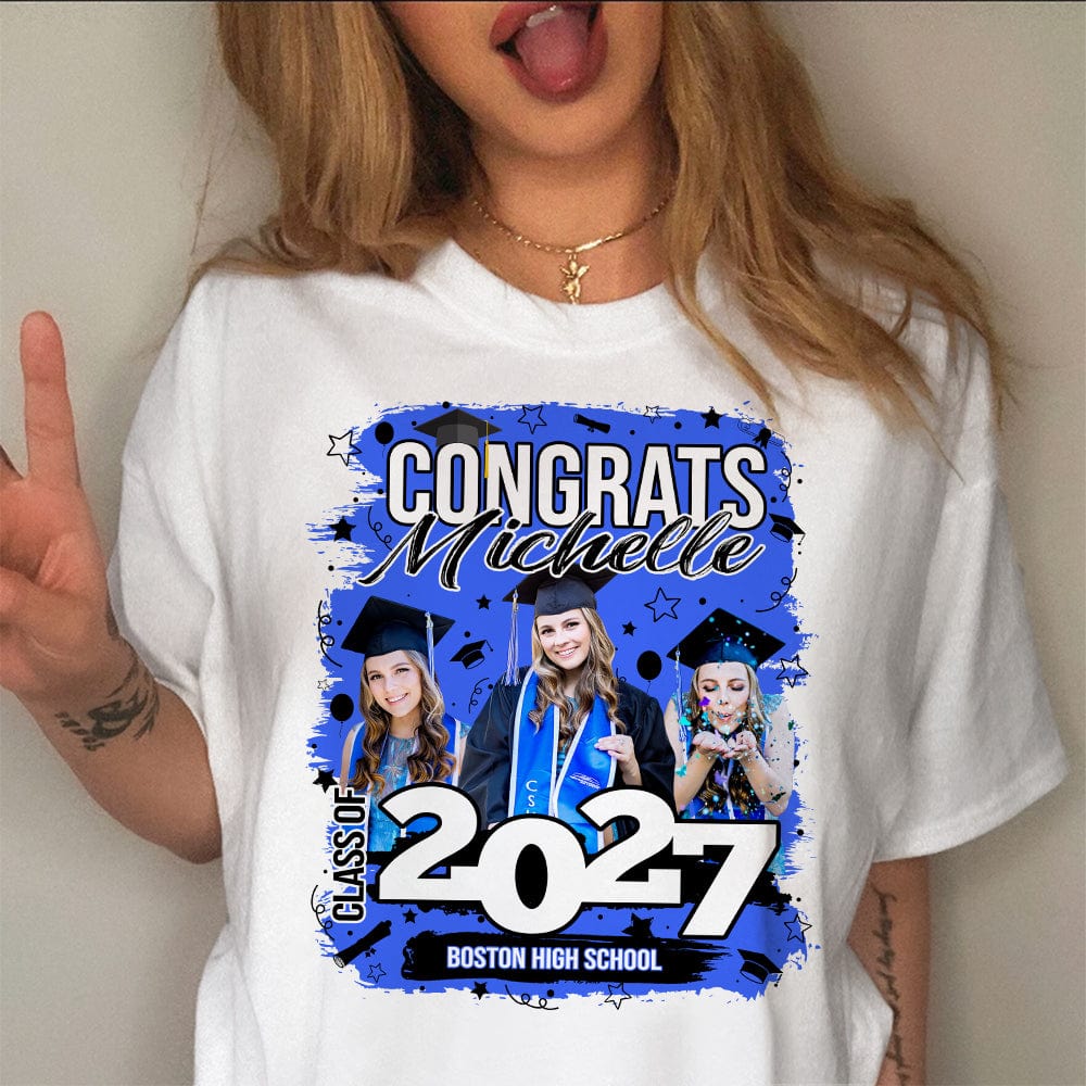 GeckoCustom Custom Photo Class Of 2025 Congrats Graduation Bright Shirt TA29 890118
