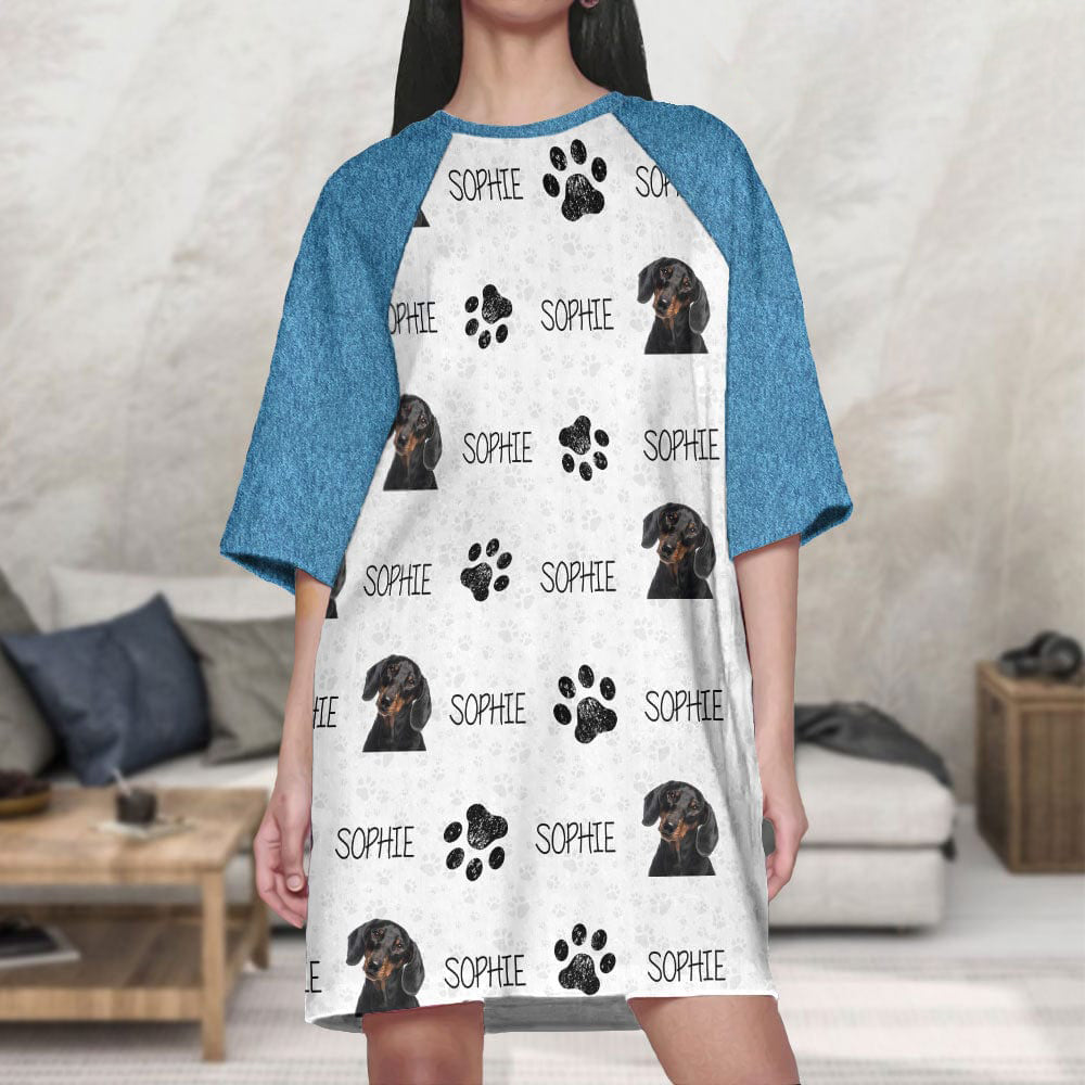 Custom Photo, Clipart For Dog Lover Dog Raglan Nightgown T368 HN590