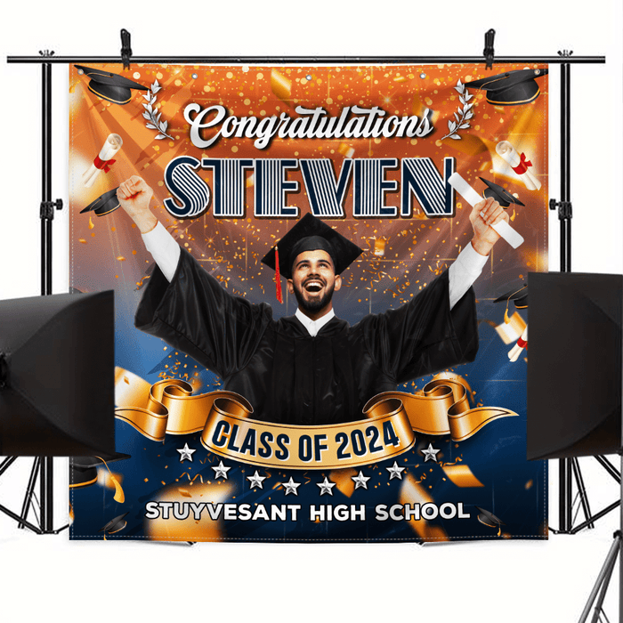 GeckoCustom Custom Photo Congrats Class Of 2024 Graduation Backdrop N369 890318