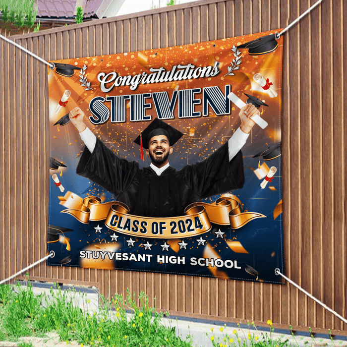 GeckoCustom Custom Photo Congrats Class Of 2024 Graduation Backdrop N369 890318
