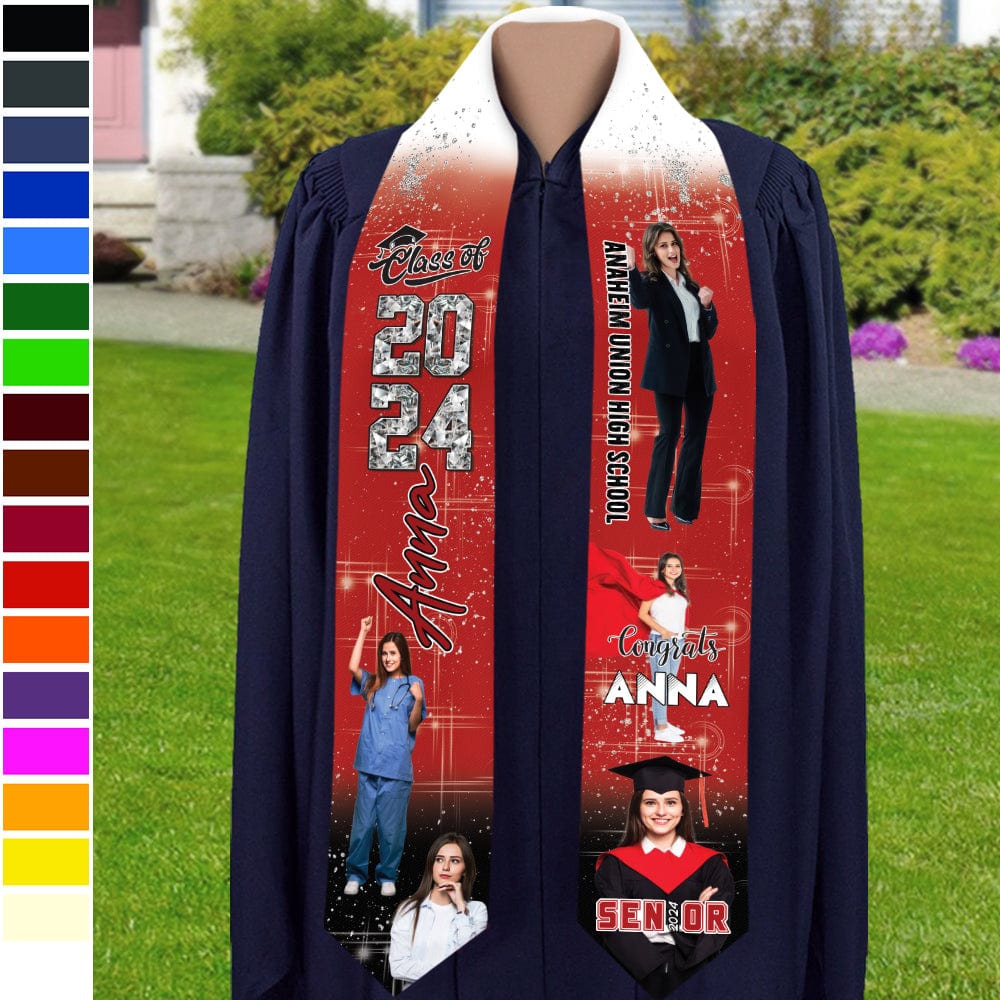 Custom Photo Congrats Glitter Graduation Stoles N369 890479 - GeckoCustom