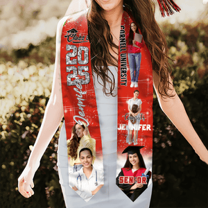 GeckoCustom Custom Photo Congrats Glitter Graduation Stoles N369 890479 6x72 inch