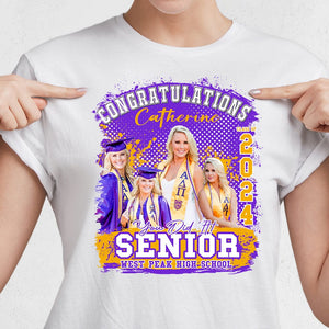 GeckoCustom Custom Photo Congratualtions Senior Graduation Shirt N304 889841 Women Tee / Light Blue Color / S