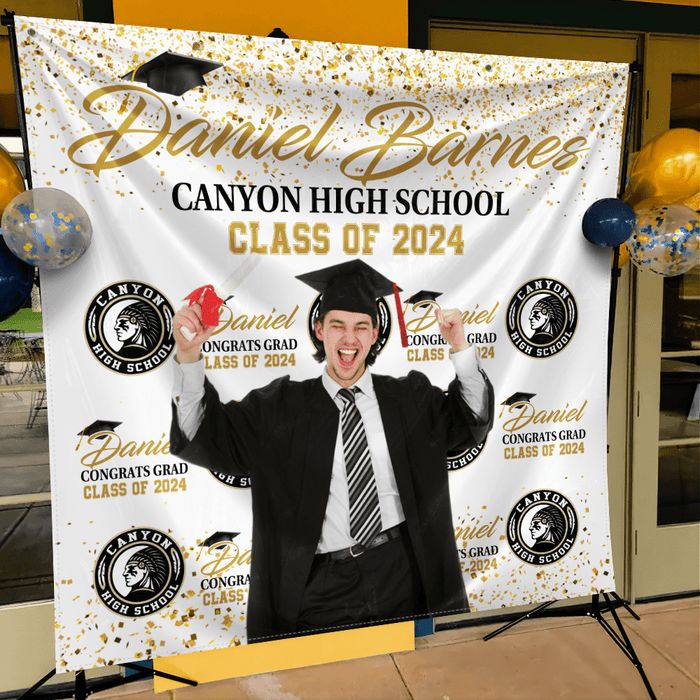 GeckoCustom Custom Photo Congratulations Class Of 2024 Graduation Backdrop N369 890276