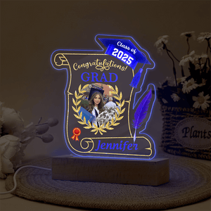 GeckoCustom Custom Photo Congratulations Class of 2025 Graduation Acrylic Plaque LED Night Light HO82 893492 Acrylic / 7.9"x4.5"