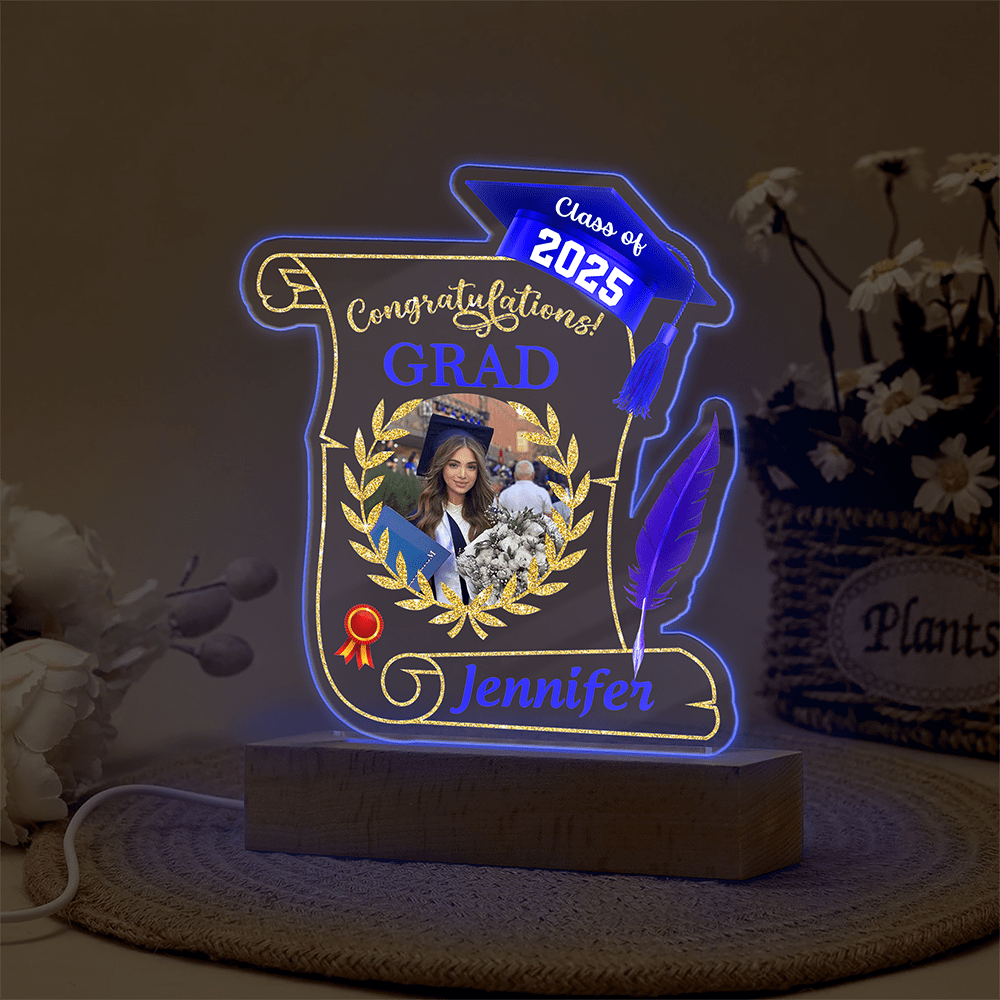 GeckoCustom Custom Photo Congratulations Class of 2025 Graduation Acrylic Plaque LED Night Light HO82 893492 Acrylic / 7.9"x4.5"